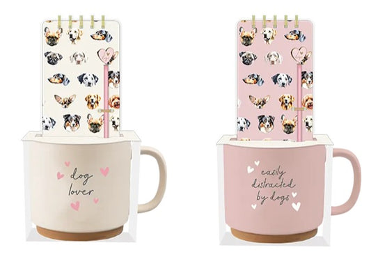 Dog mug, pen & notebook gift set