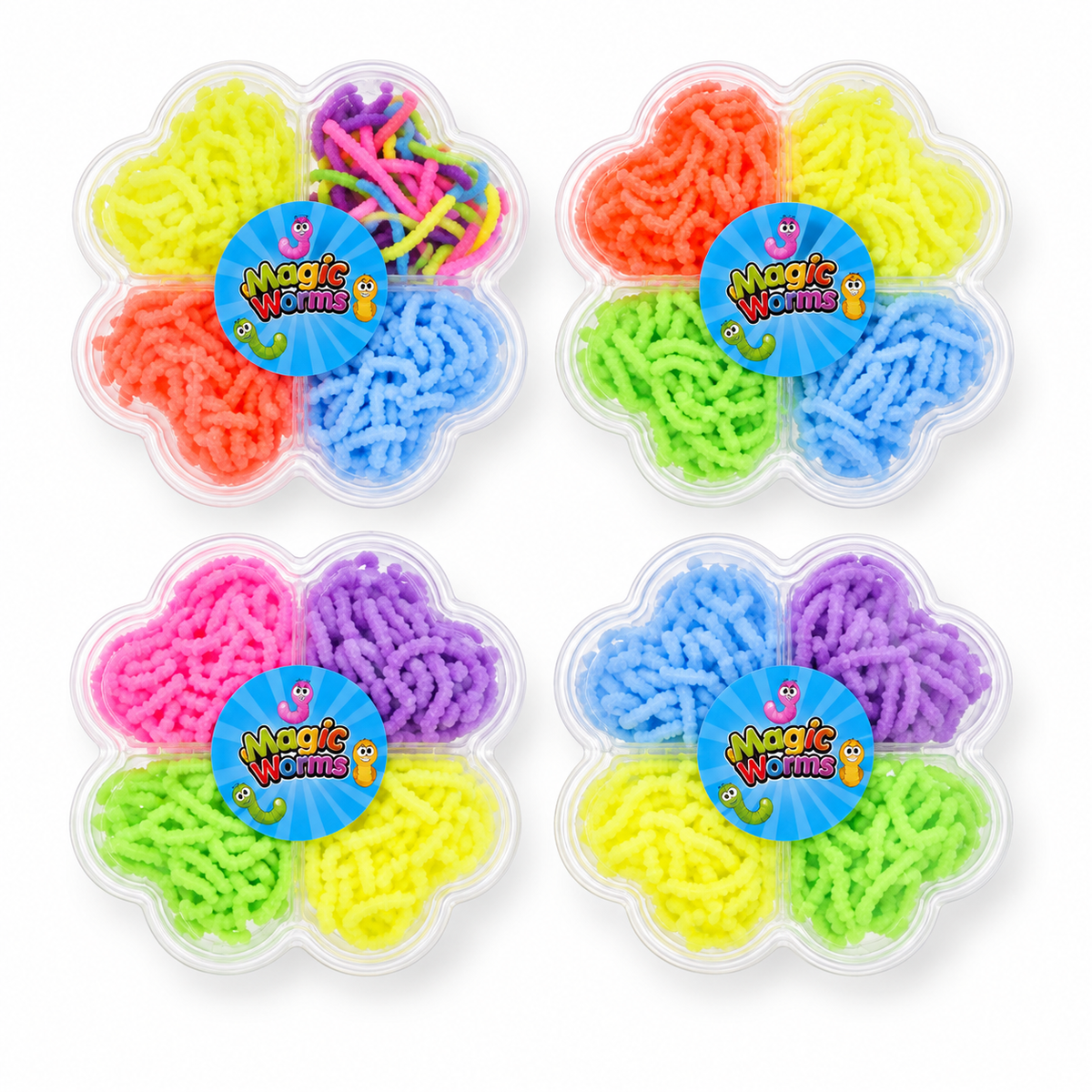 Magic worms in flower shape tub.