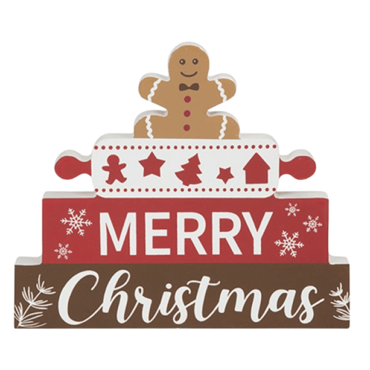 Merry Christmas gingerbread free standing decoration