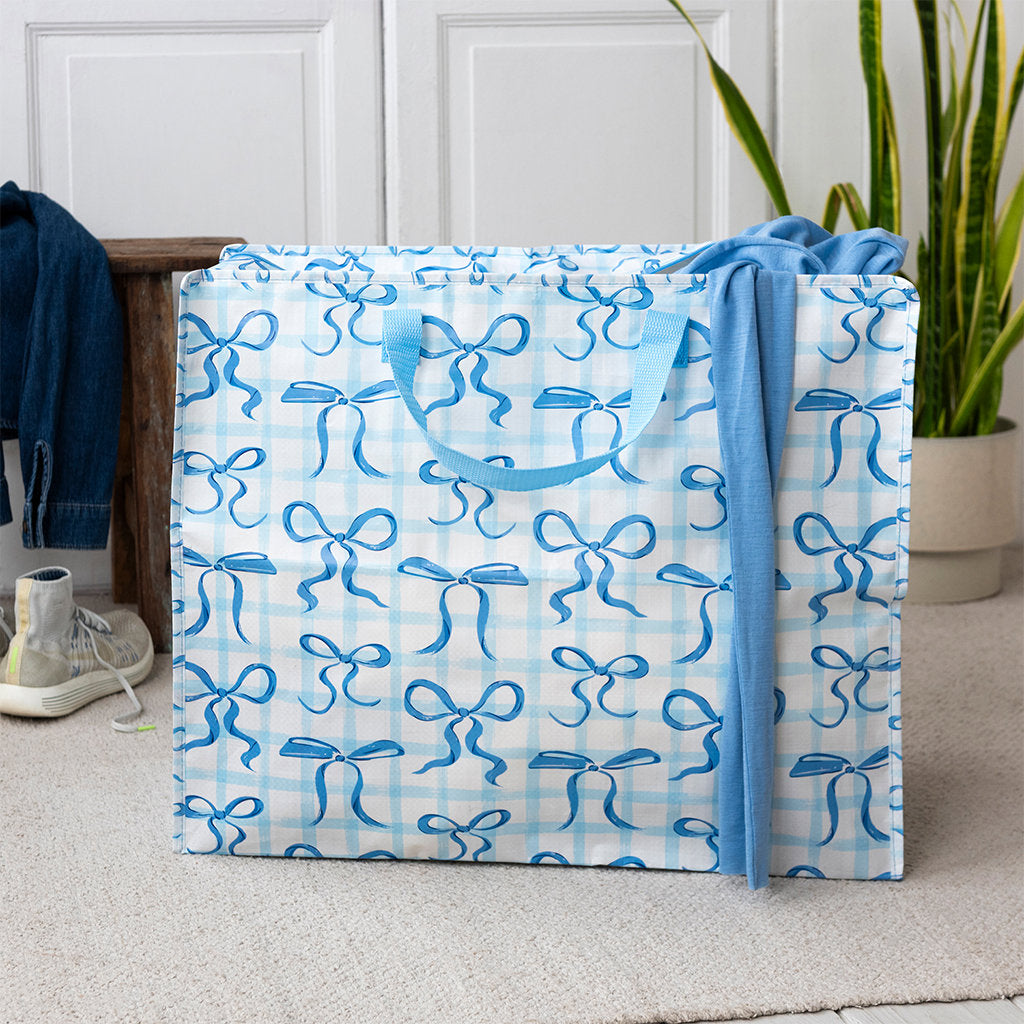 Jumbo storage bag - blue bows