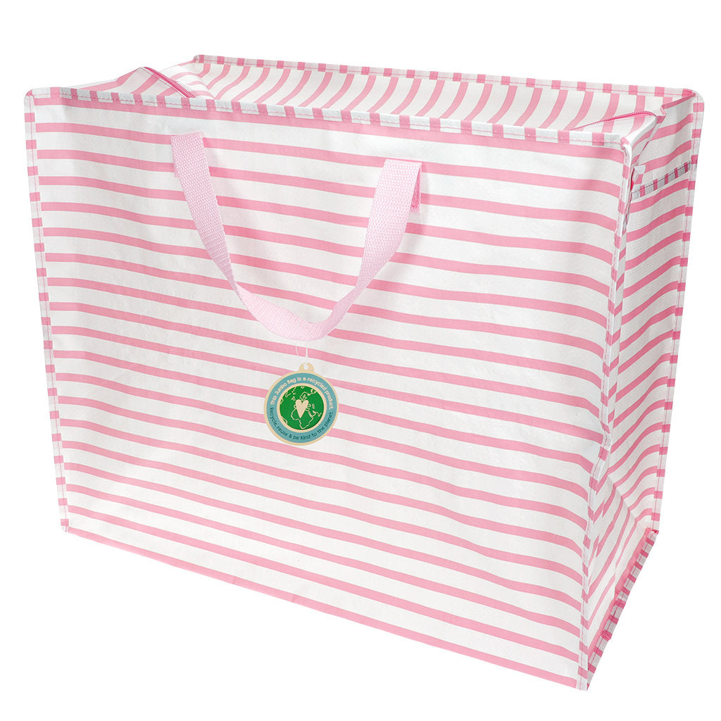 Jumbo storage bag - pink stripes