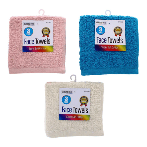 Cotton face towels 3 pack