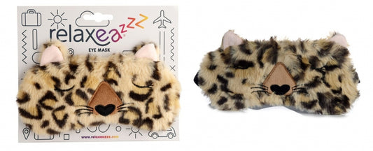 Plush leopard eye mask