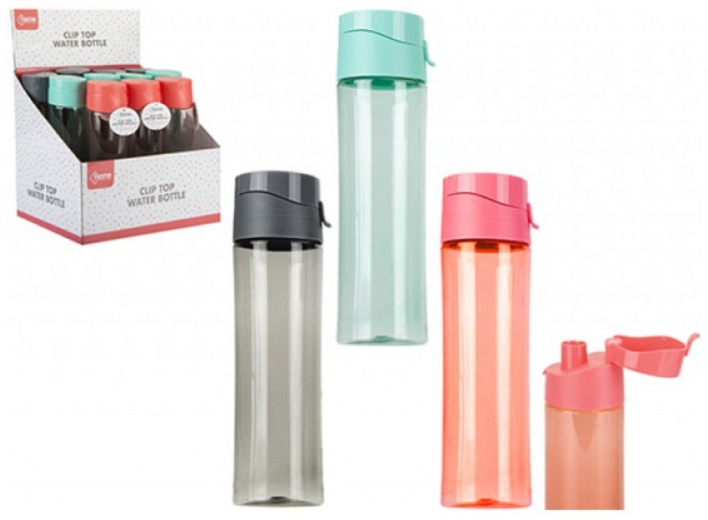 Clip top water bottle