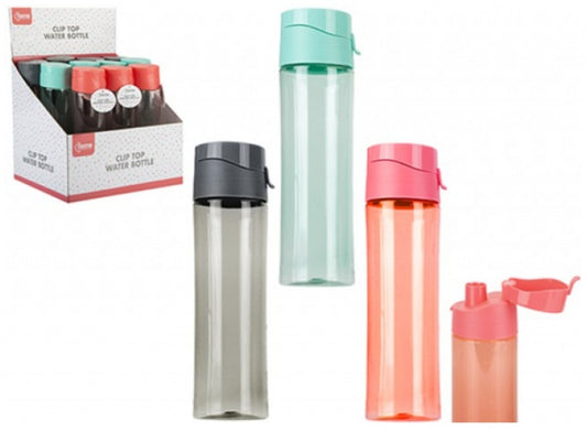 Clip top water bottle