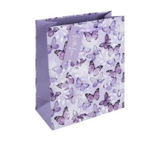Medium gift bag - purple butterflies