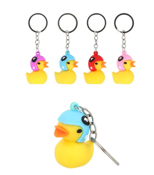 Yellow duck with helmet keyring