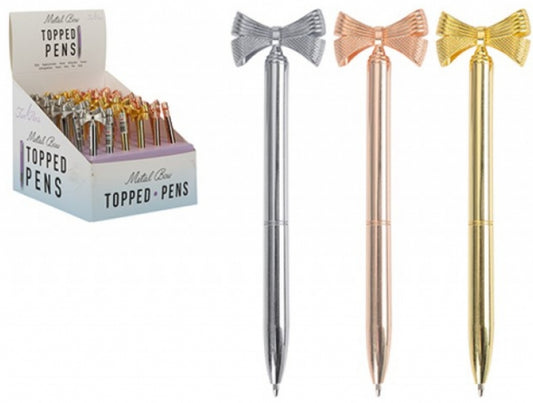 Metal bow topped ball pen