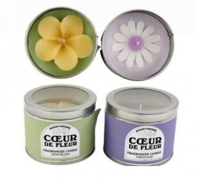 Flower scented tin candle