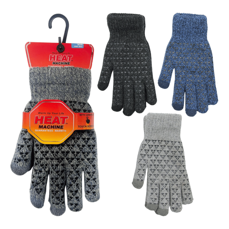 Men’s heat machine thermal knitted gripper gloves