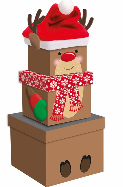 Christmas nesting gift boxes - reindeer