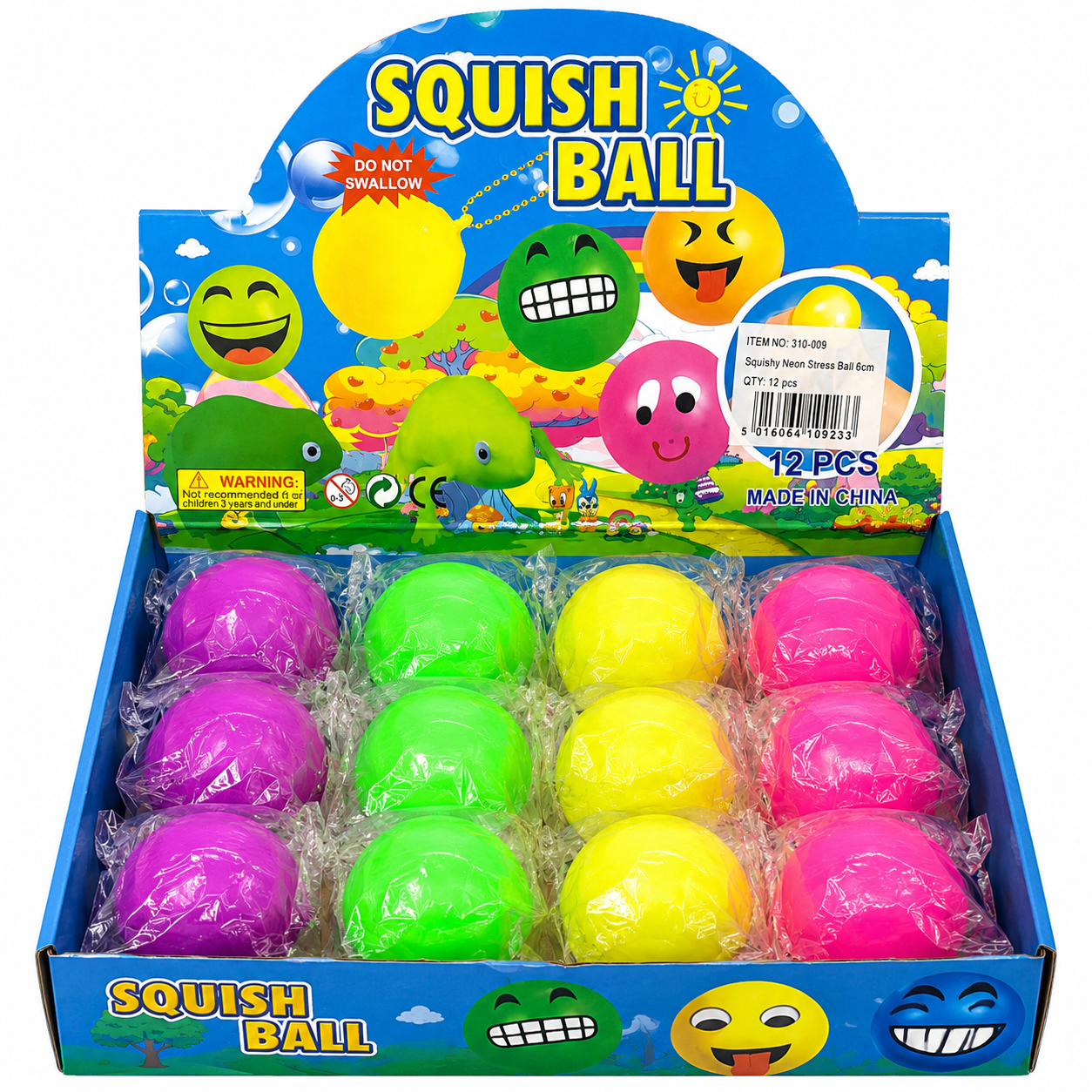 Squishy neon stress ball 6cm