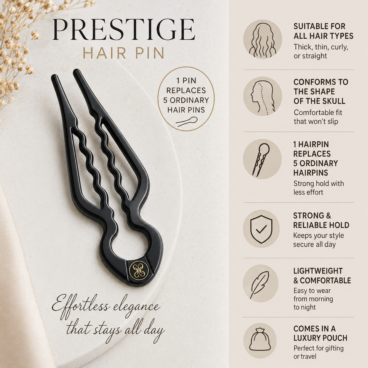 Prestige hair pin