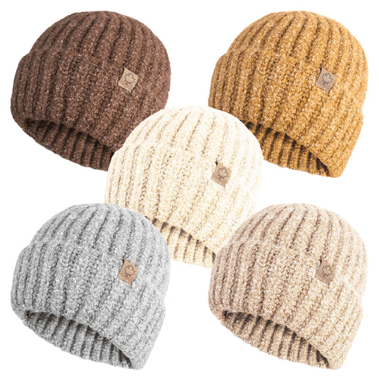 Ladies super soft rib knit hat with wool