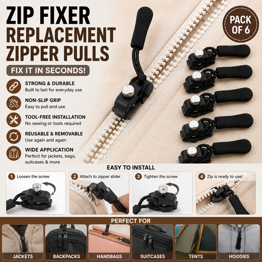 Zip fixer replacement zipper pulls 6 pack