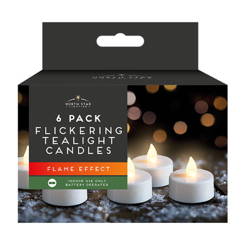 Battery flickering tealights 6 pack