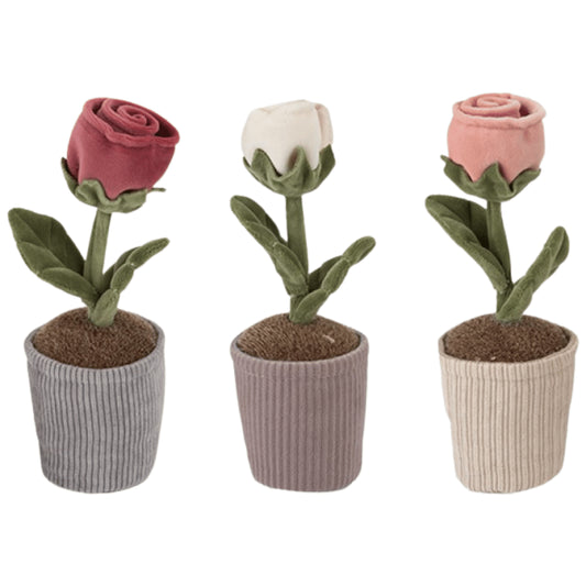 Ornamental plush single rose in pot