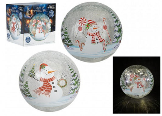 Light up snowman crackle ball