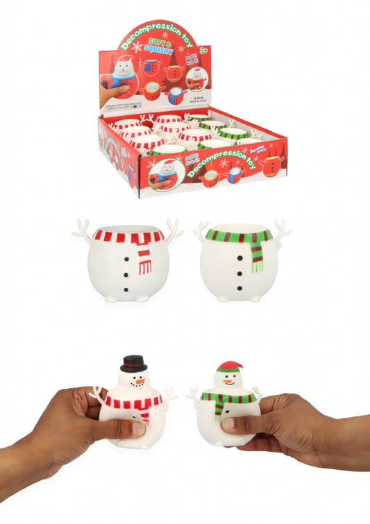 Pop up snowman squeeze toy