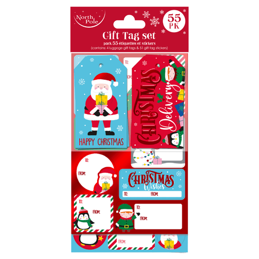 Christmas tag & sticker set 55pc - cute