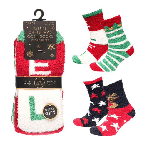 Men’s Christmas cosy socks 2 pack