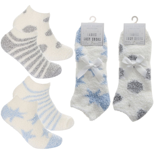 Ladies trainer style cosy socks 2 pack