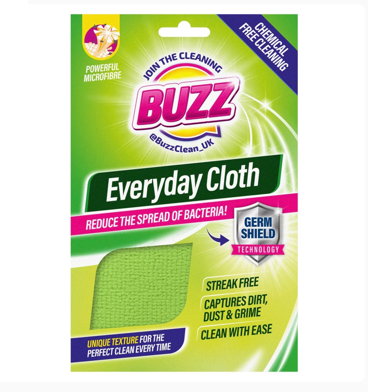 Buzz microfibre everyday cloth with germ shield