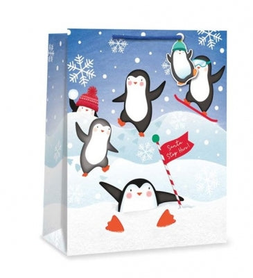 Large Christmas gift bag - kids penguin