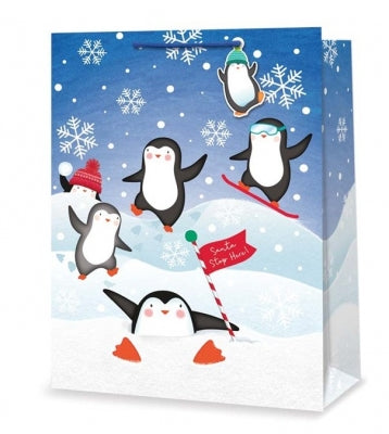 XL Christmas gift bag - kids penguin