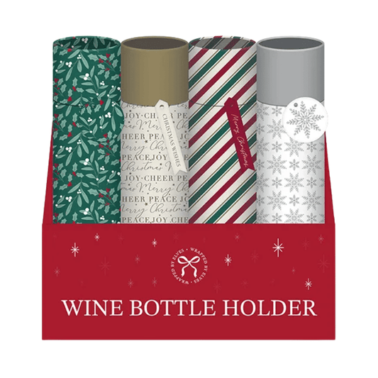 Christmas wine bottle holders in four assorted festive designs