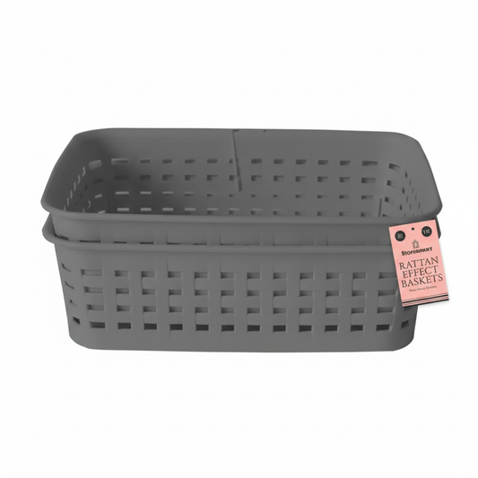 Rattan effect storage basket 2 pack
