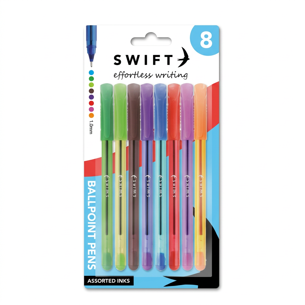 Swift ballpoint pens 8 pack.