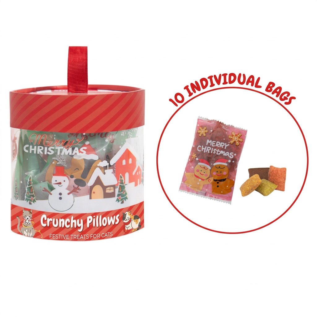Christmas crunchy pillow cat treats 10 pack