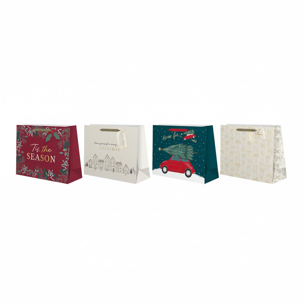 Four assorted large Christmas gift bag designs