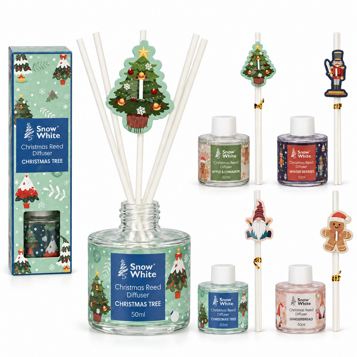 Snow White luxury Christmas reed diffuser – four festive fragrances